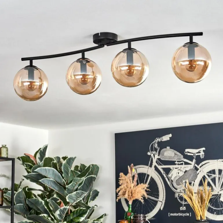 Gastor Plafonnier, Boule lumineuse Ambre, 4 lumières