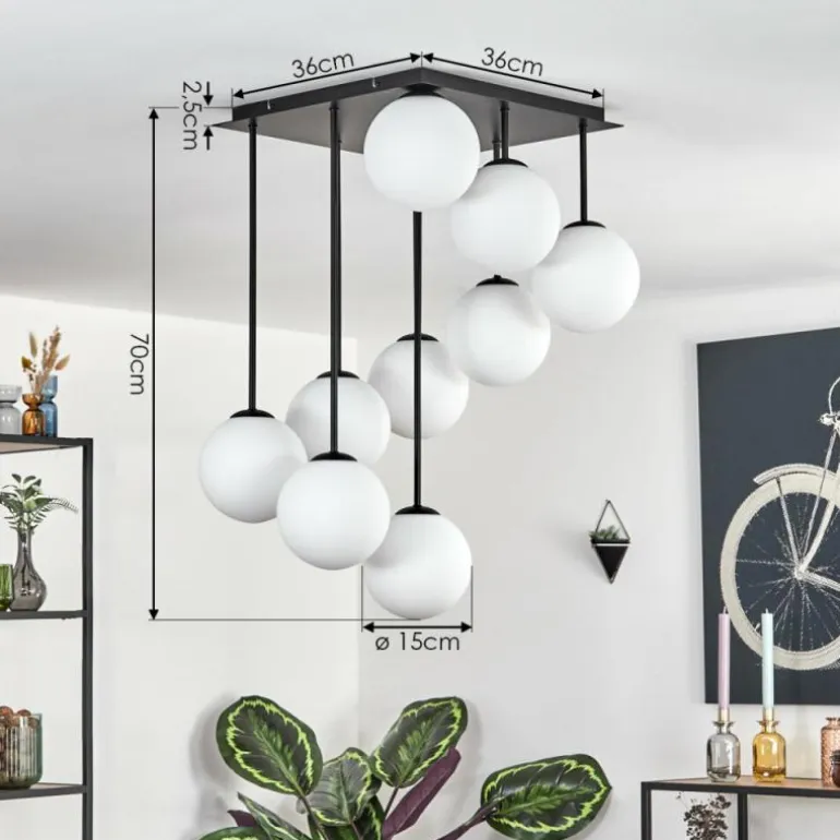 Gastor Plafonnier, Boule lumineuse Blanc, 9 lumières