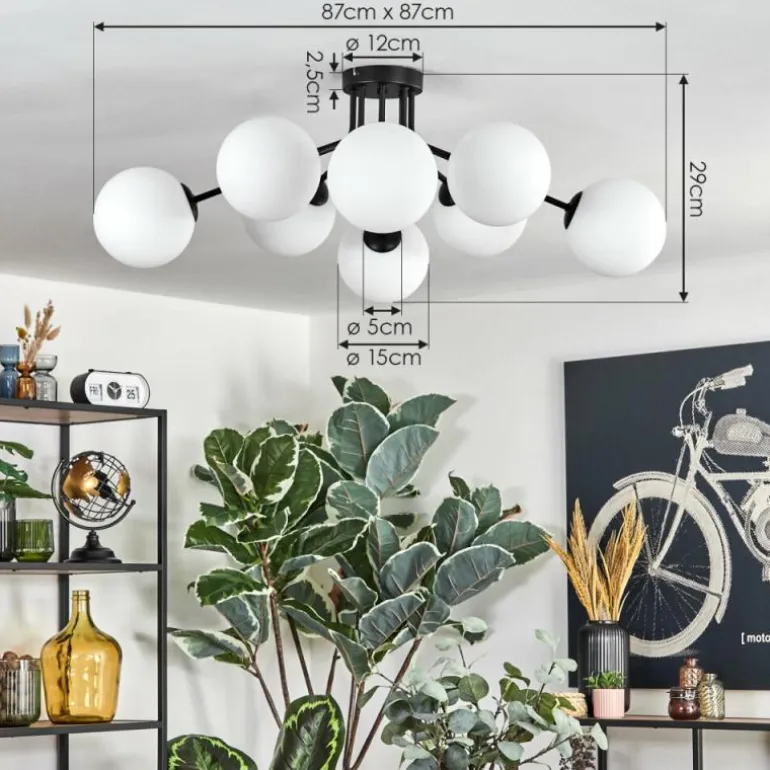 Gastor Plafonnier, Boule lumineuse 87 cm Blanc, 8 lumières