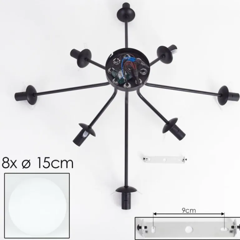 Gastor Plafonnier, Boule lumineuse 87 cm Blanc, 8 lumières