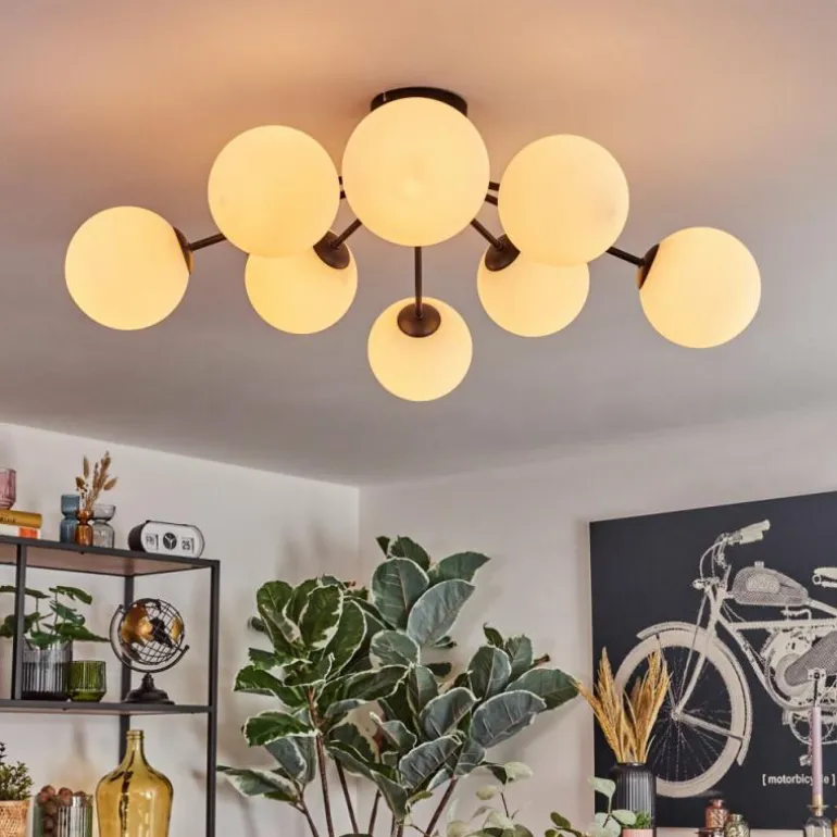 Gastor Plafonnier, Boule lumineuse 87 cm Blanc, 8 lumières