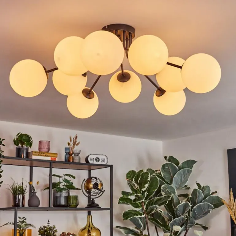 Gastor Plafonnier, Boule lumineuse 83 cm Blanc, 10 lumières