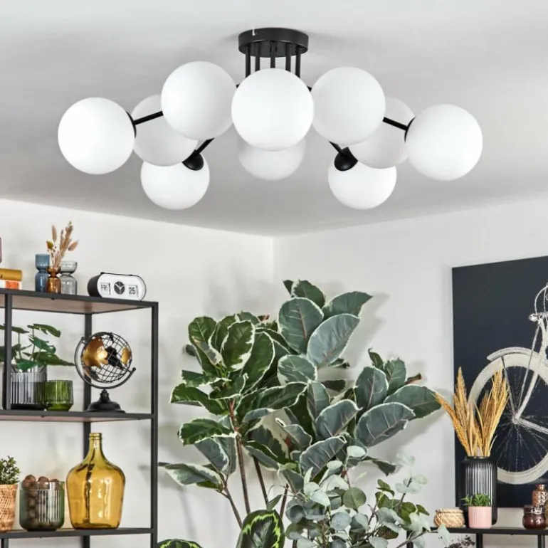 Gastor Plafonnier, Boule lumineuse 83 cm Blanc, 10 lumières