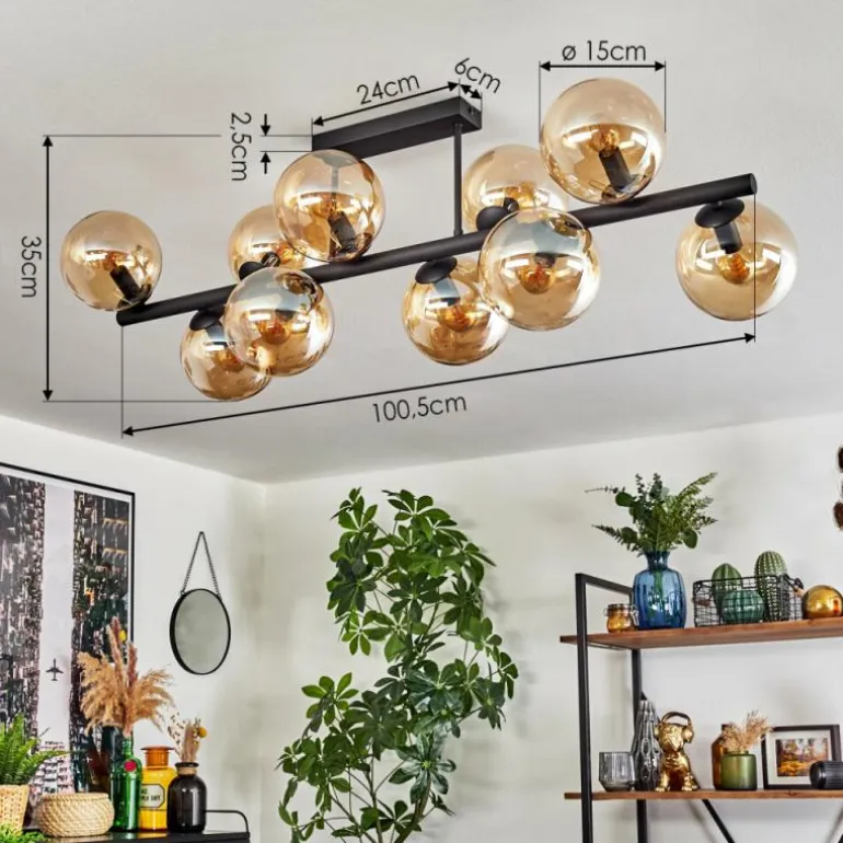 Gastor Plafonnier, Boule lumineuse Ambre, 10 lumières