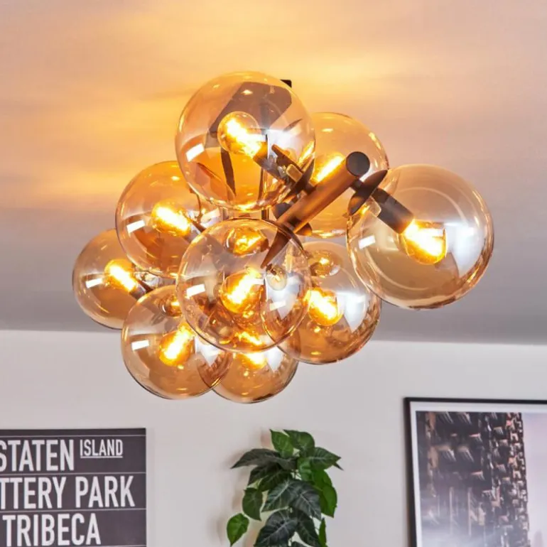 Gastor Plafonnier, Boule lumineuse Ambre, 10 lumières