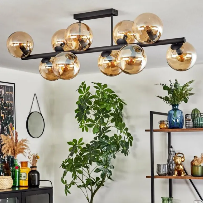 Gastor Plafonnier, Boule lumineuse Ambre, 10 lumières