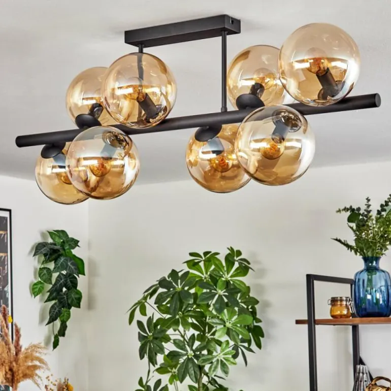 Gastor Plafonnier, Boule lumineuse Ambre, 8 lumières