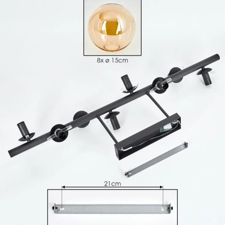 Gastor Plafonnier, Boule lumineuse Ambre, 8 lumières