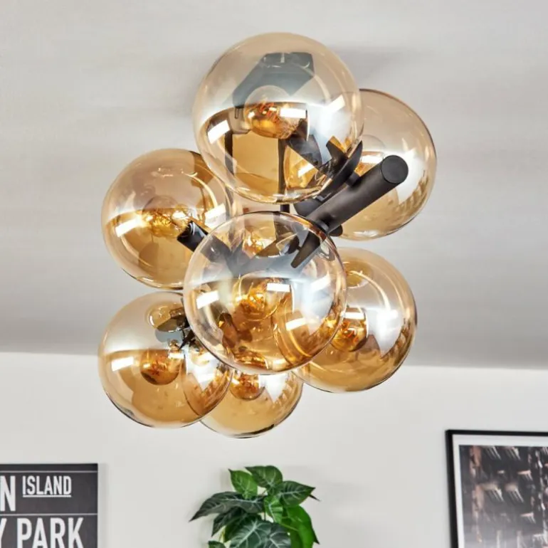 Gastor Plafonnier, Boule lumineuse Ambre, 8 lumières