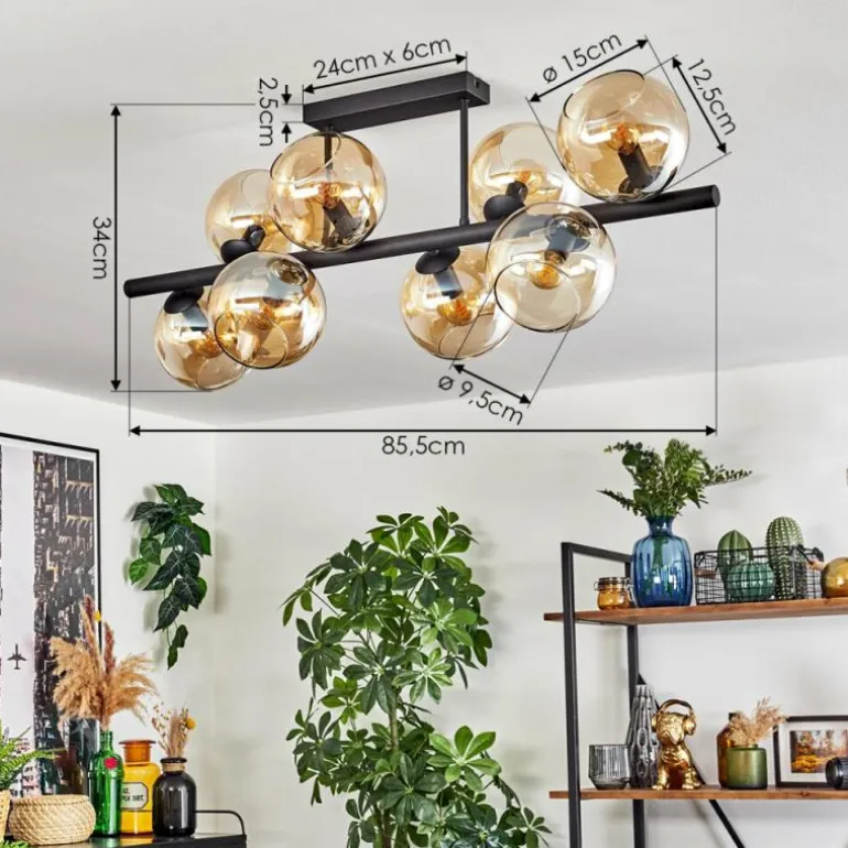 Gastor Plafonnier, Boule lumineuse Ambre, 8 lumières