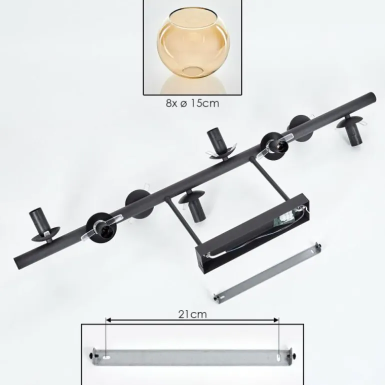 Gastor Plafonnier, Boule lumineuse Ambre, 8 lumières