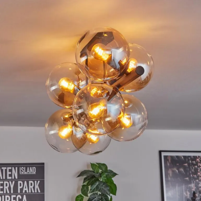 Gastor Plafonnier, Boule lumineuse Ambre, Clair, 8 lumières