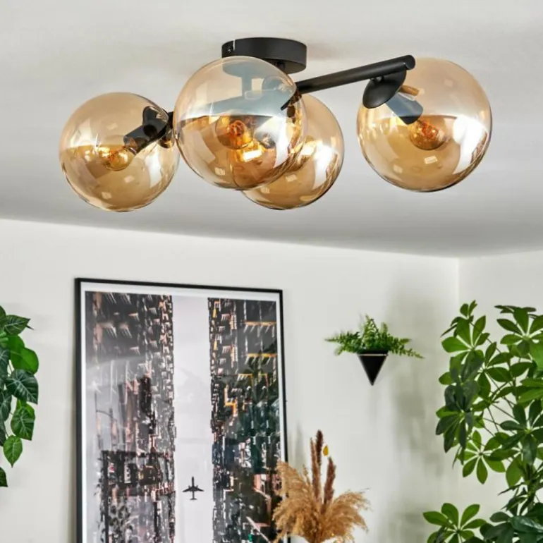 Gastor Plafonnier, Boule lumineuse Ambre, 4 lumières
