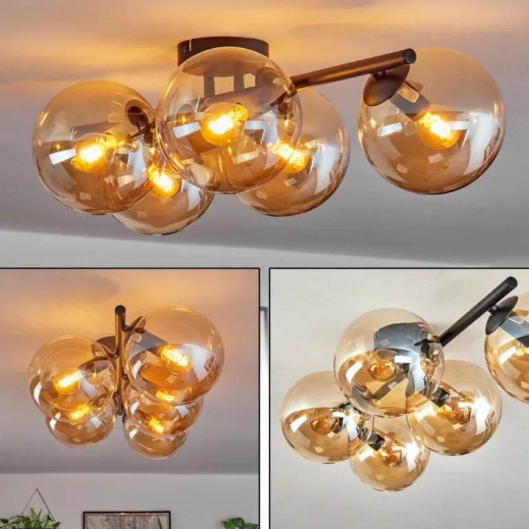 Gastor Plafonnier, Boule lumineuse Ambre, 5 lumières