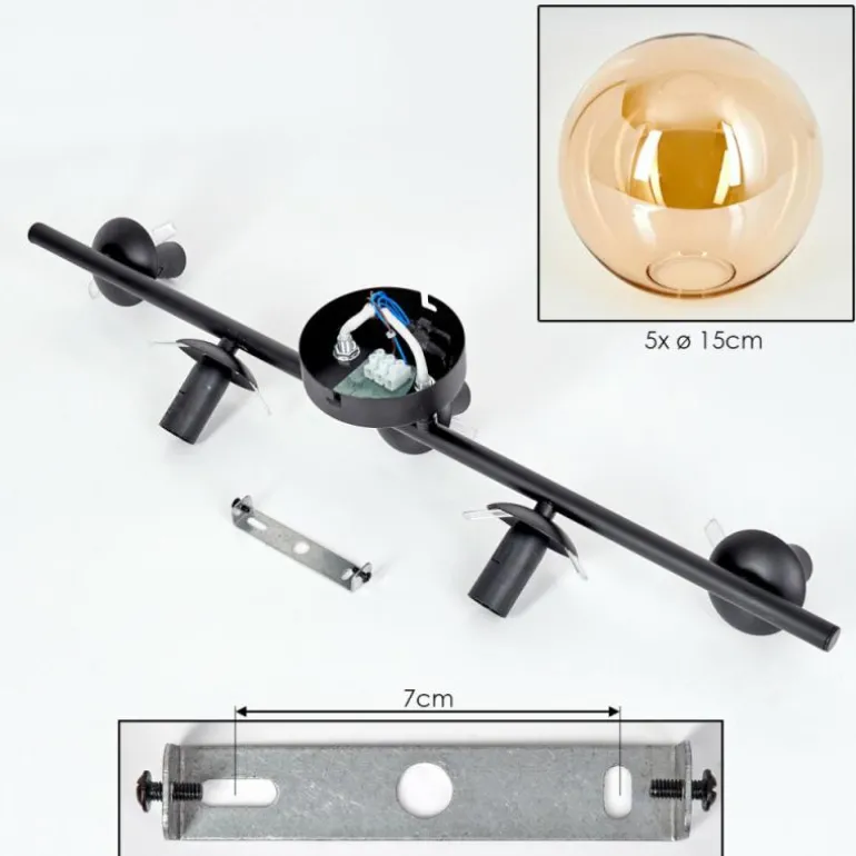 Gastor Plafonnier, Boule lumineuse Ambre, 5 lumières