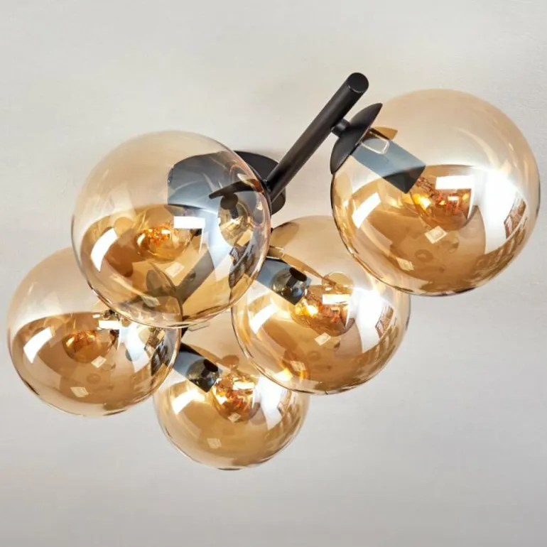 Gastor Plafonnier, Boule lumineuse Ambre, 5 lumières