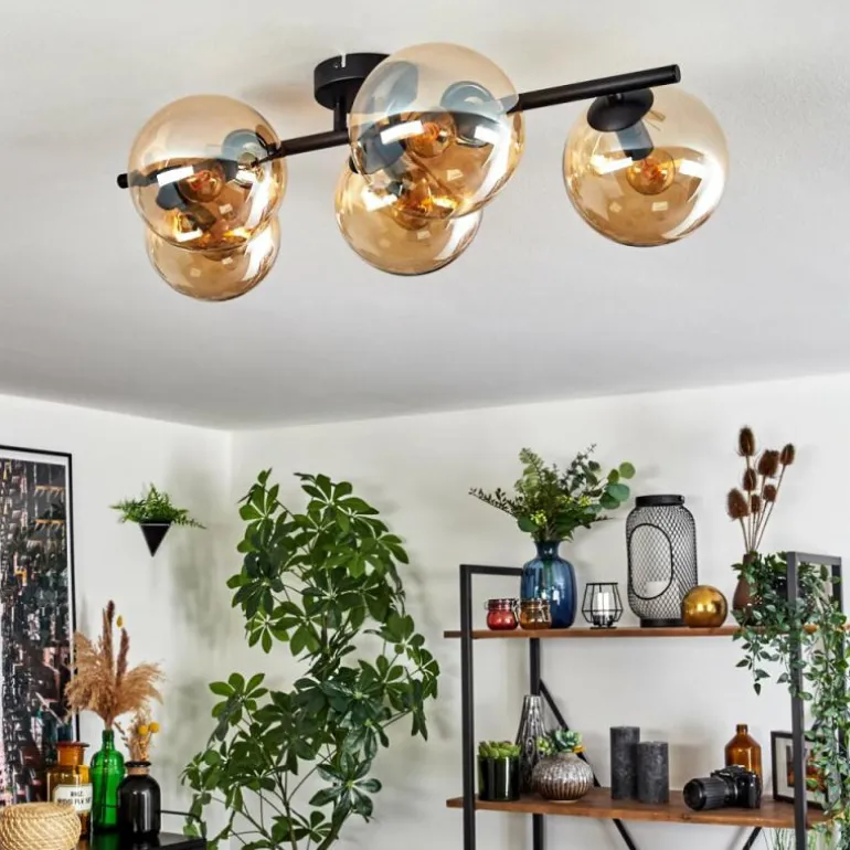 Gastor Plafonnier, Boule lumineuse Ambre, 5 lumières