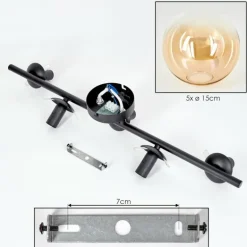 Gastor Plafonnier, Boule lumineuse Ambre, Clair, 5 lumières