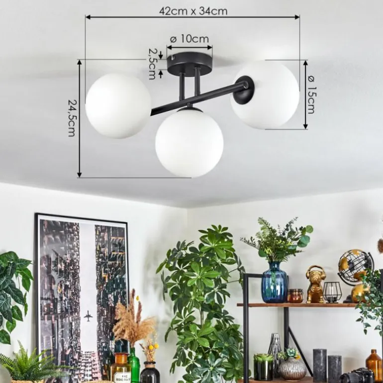 Gastor Plafonnier, Boule lumineuse Blanc, 3 lumières