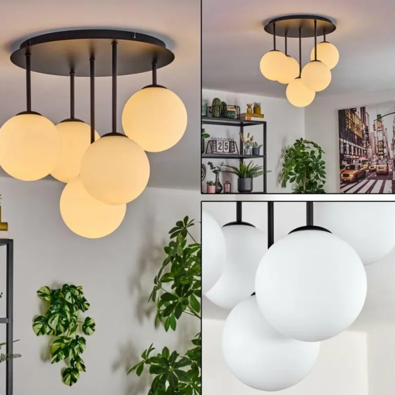 Gastor Plafonnier, Boule lumineuse 45 cm Blanc, 5 lumières