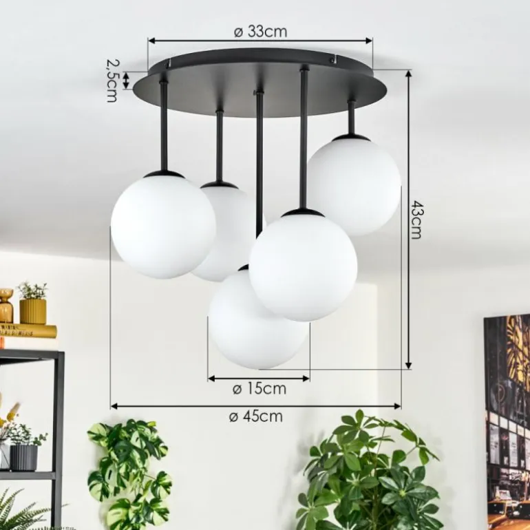 Gastor Plafonnier, Boule lumineuse 45 cm Blanc, 5 lumières