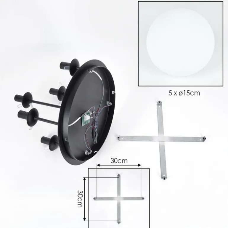 Gastor Plafonnier, Boule lumineuse 45 cm Blanc, 5 lumières