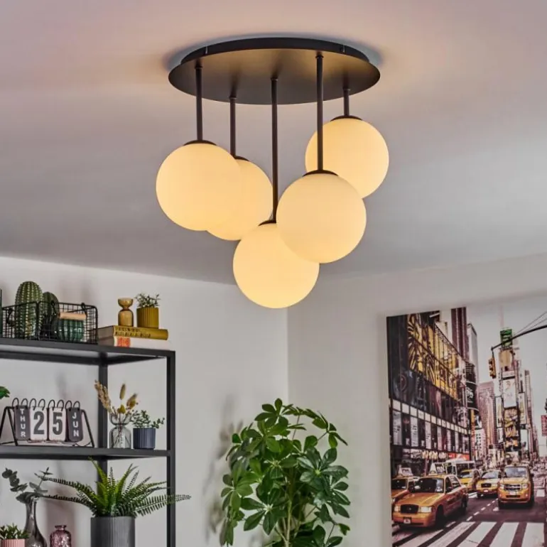 Gastor Plafonnier, Boule lumineuse 45 cm Blanc, 5 lumières