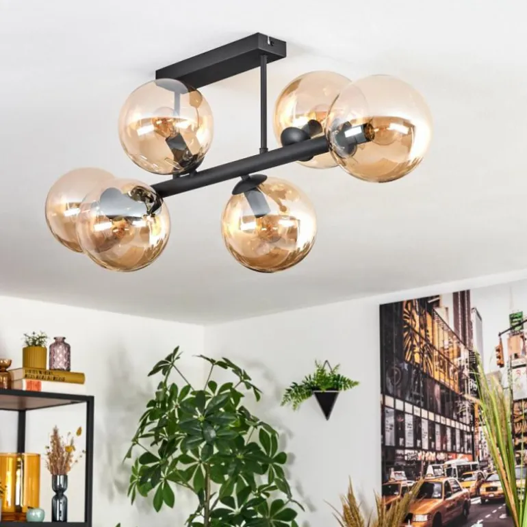Gastor Plafonnier, Boule lumineuse Ambre, 6 lumières
