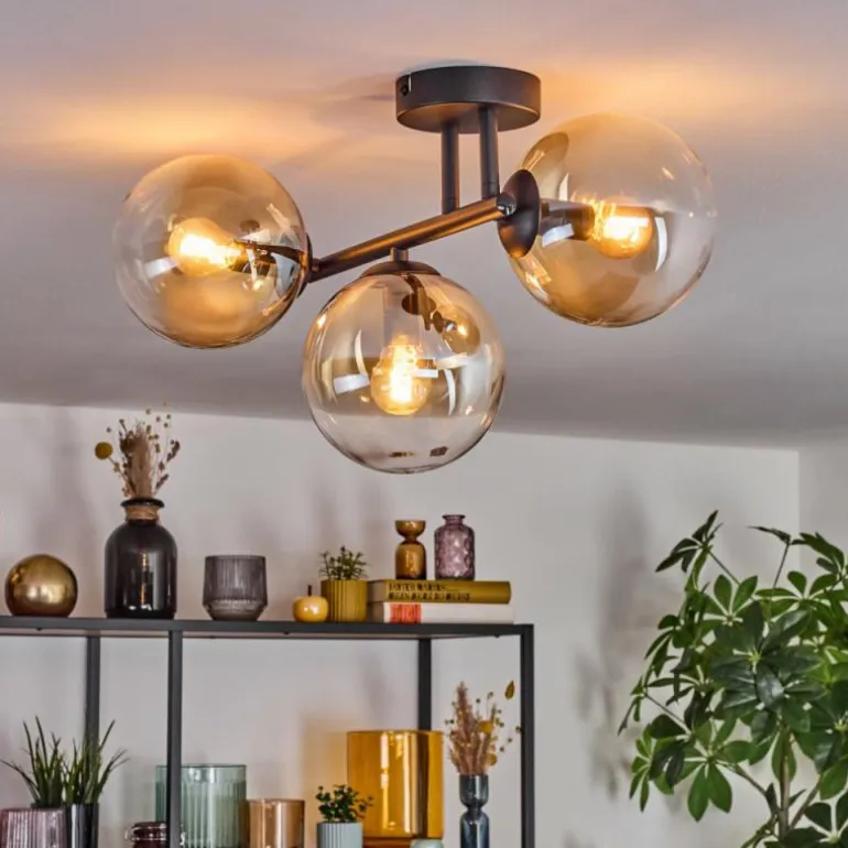 Gastor Plafonnier, Boule lumineuse Ambre, Clair, 3 lumières