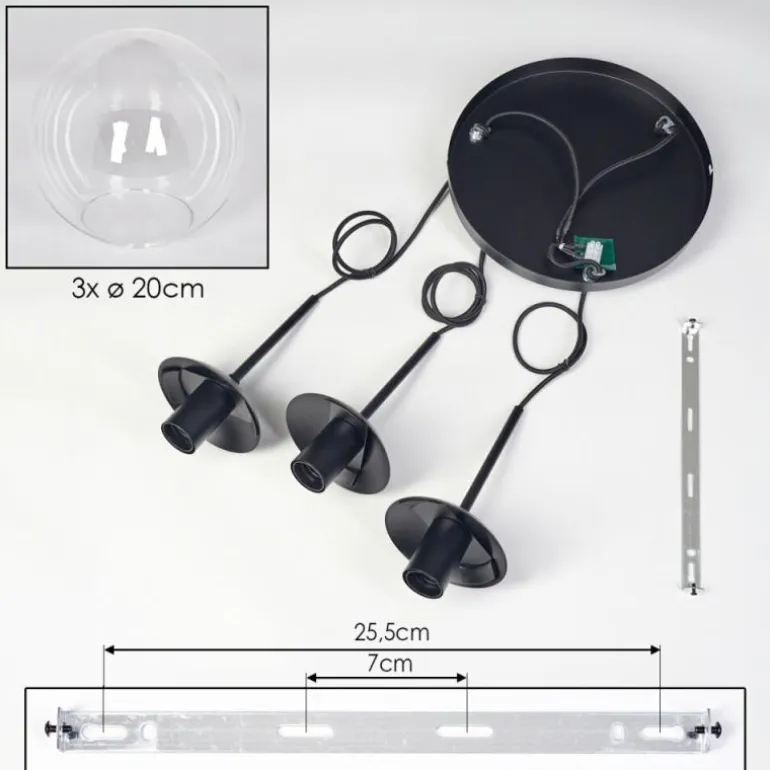 Gastor Suspension, Boule lumineuse 30 cm Clair, 3 lumières