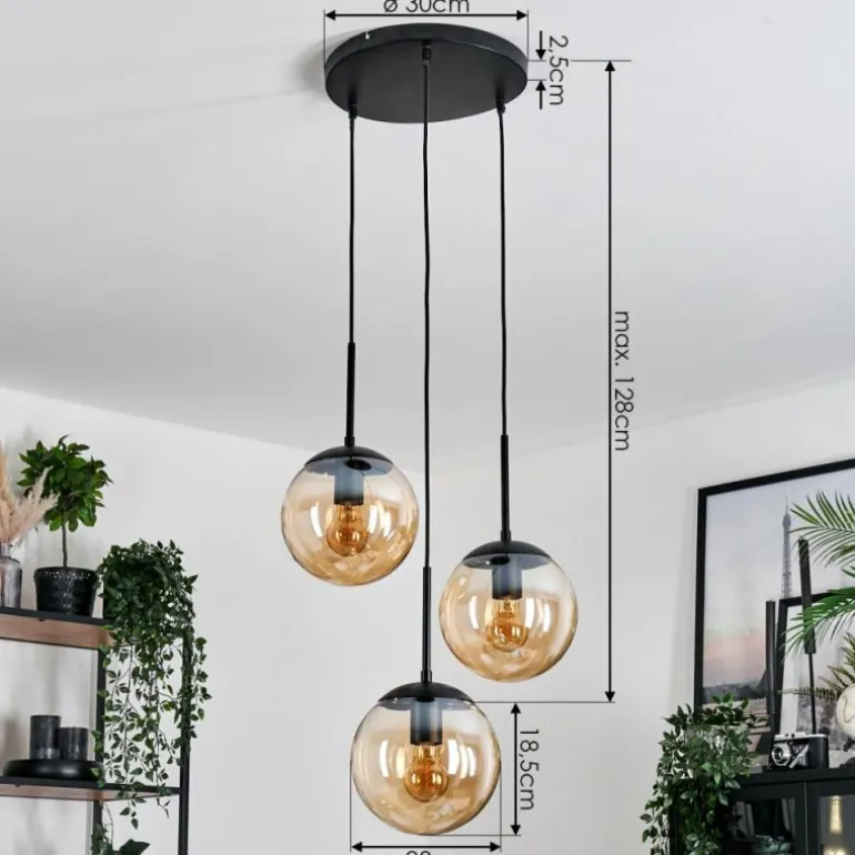 Gastor Suspension, Boule lumineuse 30 cm Ambre, 3 lumières