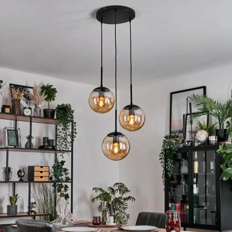 Gastor Suspension, Boule lumineuse 30 cm Ambre, 3 lumières