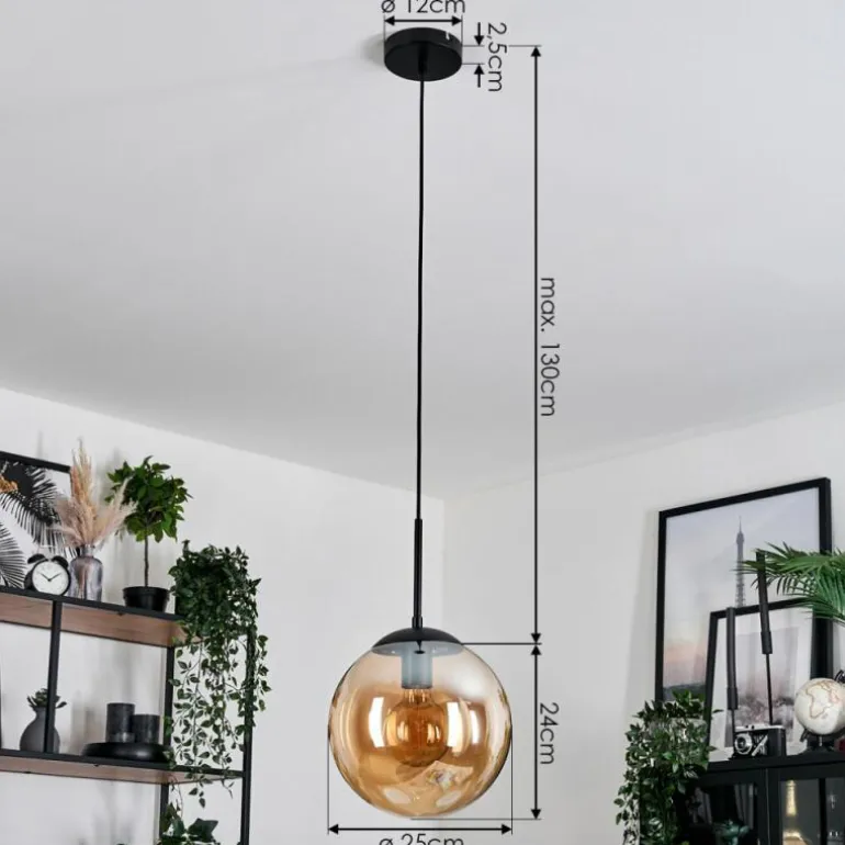 Gastor Suspension, Boule lumineuse 25 cm Ambre, 1 lumière