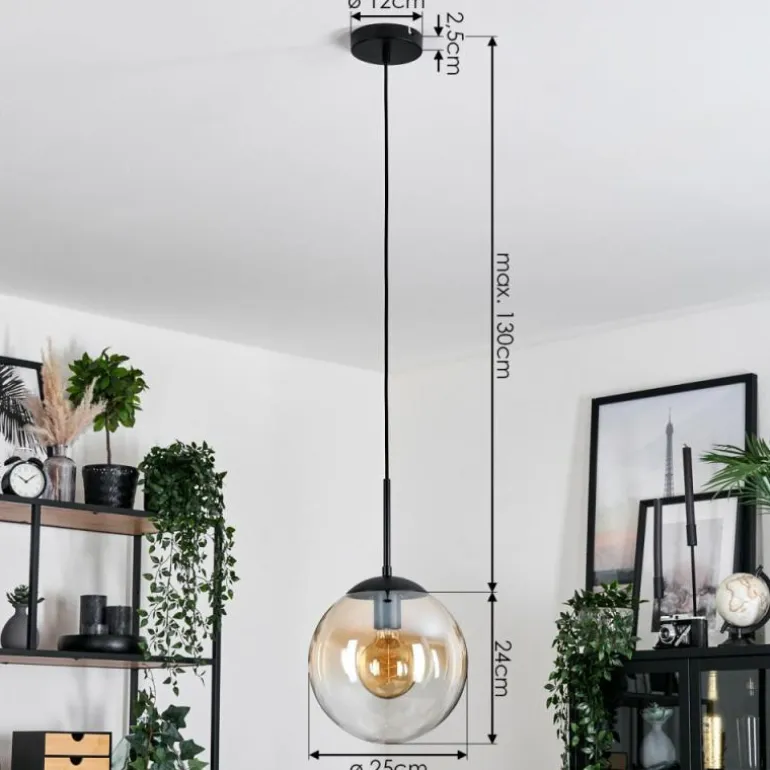 Gastor Suspension, Boule lumineuse 25 cm Ambre, Clair, 1 lumière