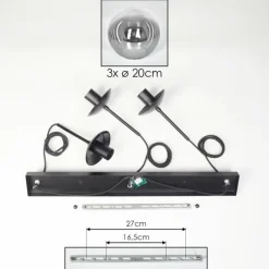 Gastor Suspension, Boule lumineuse Clair, Fumé, 3 lumières