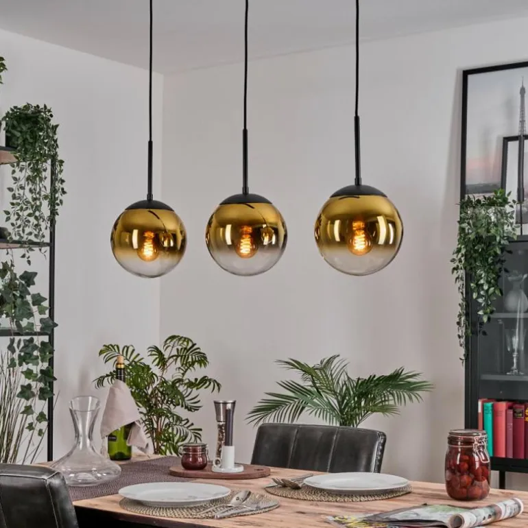 Gastor Suspension, Boule lumineuse Or, Clair, 3 lumières