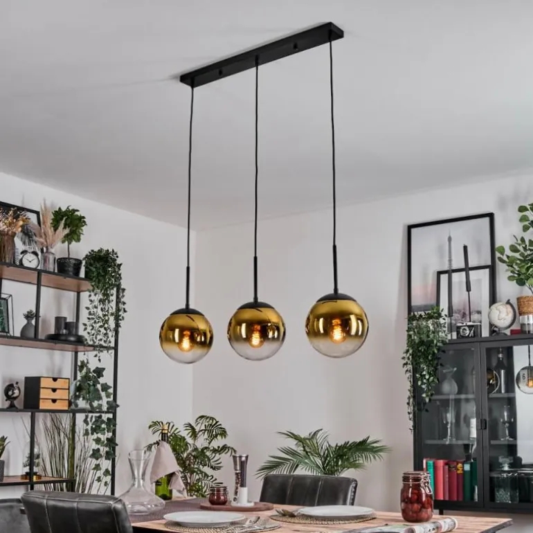 Gastor Suspension, Boule lumineuse Or, Clair, 3 lumières