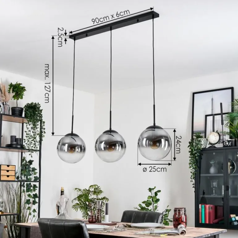 Gastor Suspension, Boule lumineuse Noir, 3 lumières