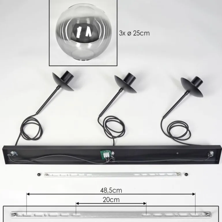 Gastor Suspension, Boule lumineuse Noir, 3 lumières