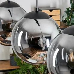 Gastor Suspension, Boule lumineuse Noir, 3 lumières