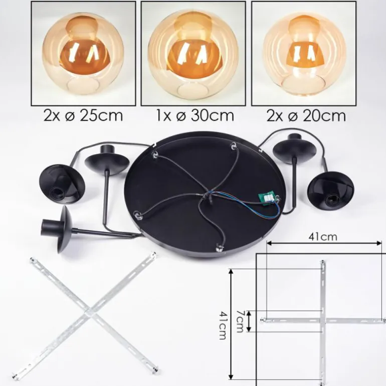 Gastor Suspension, Boule lumineuse 45 cm Noir, 5 lumières