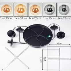 Gastor Suspension, Boule lumineuse 45 cm Noir, 5 lumières
