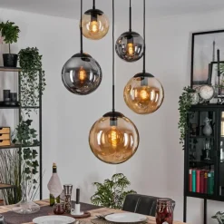 Gastor Suspension, Boule lumineuse 45 cm Noir, 5 lumières
