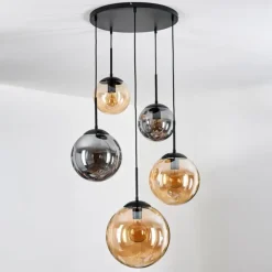 Gastor Suspension, Boule lumineuse 45 cm Noir, 5 lumières