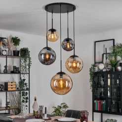 Gastor Suspension, Boule lumineuse 45 cm Noir, 5 lumières