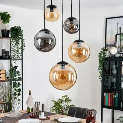 Gastor Suspension, Boule lumineuse 45 cm Noir, 5 lumières