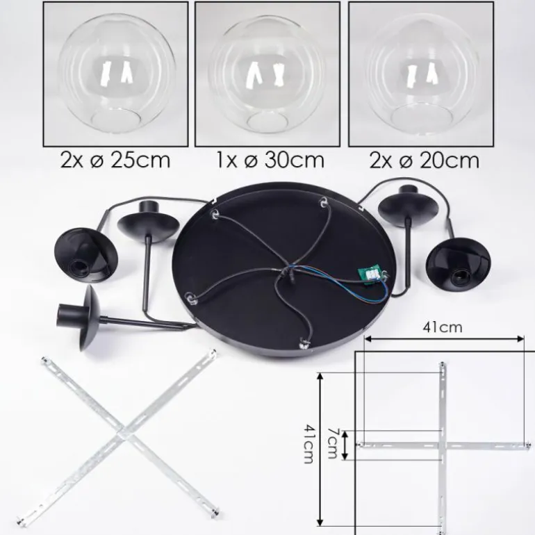 Gastor Suspension, Boule lumineuse 45 cm Noir, 5 lumières