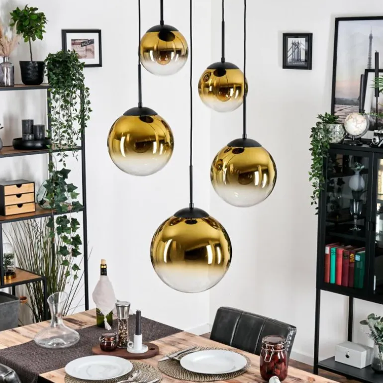 Gastor Suspension, Boule lumineuse 45 cm Noir, 5 lumières