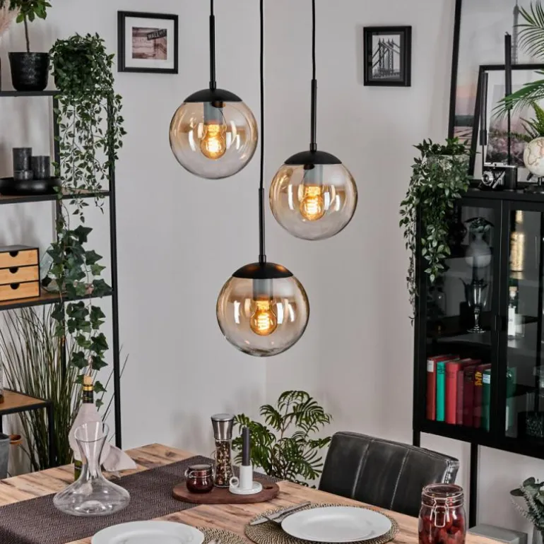 Gastor Suspension, Boule lumineuse Ambre, Clair, 3 lumières