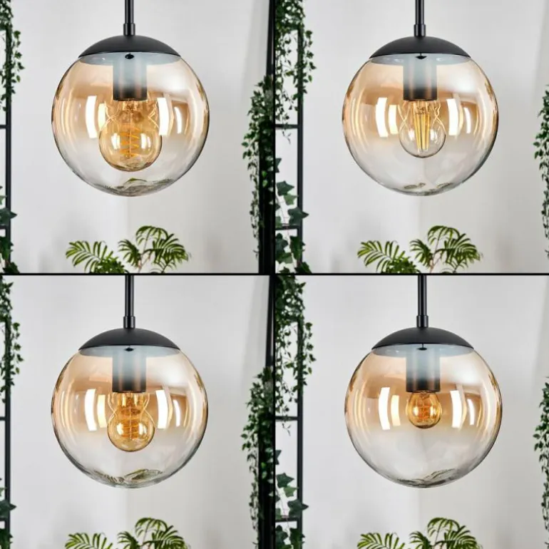 Gastor Suspension, Boule lumineuse Ambre, Clair, 3 lumières